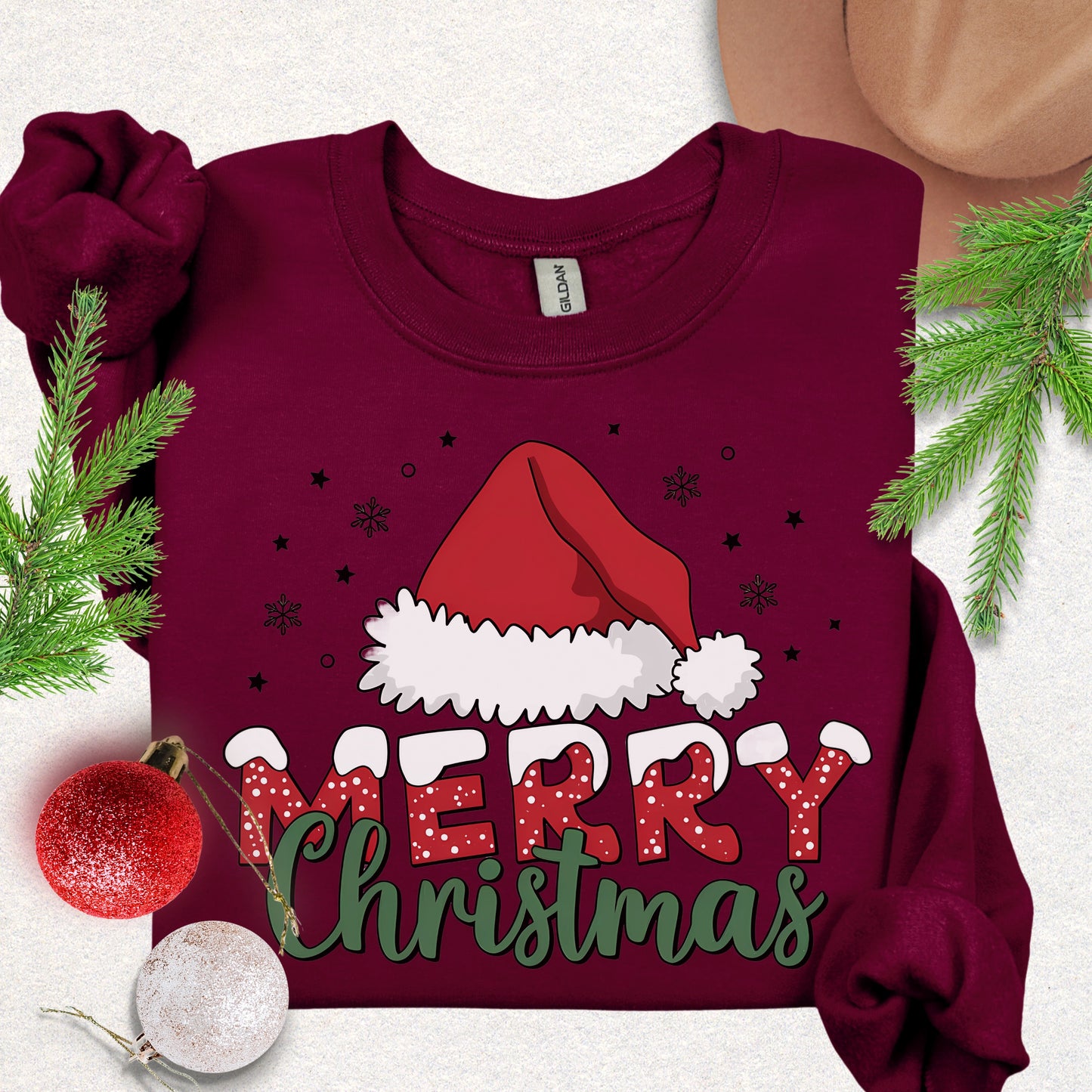 Merry Christmas Santa Hat Sweatshirt