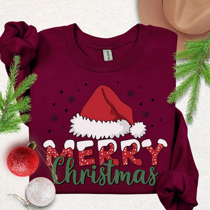Merry Christmas Santa Hat Sweatshirt