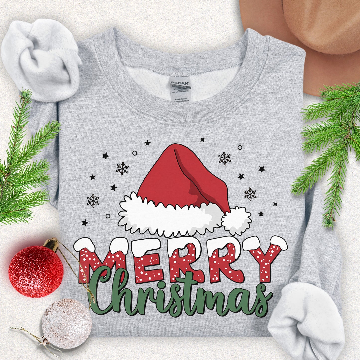 Merry Christmas Santa Hat Sweatshirt